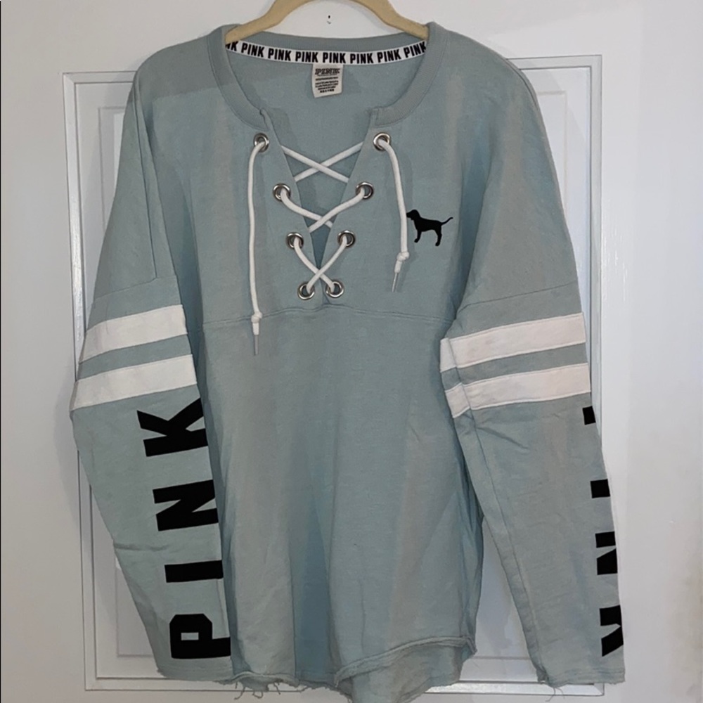 VS PINK Lace Up Crewneck